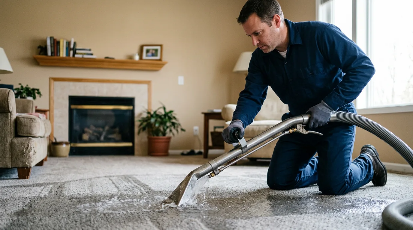 Water damage restoration technician working near Depauville, NY
